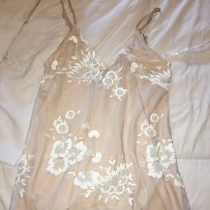 Tan lace/ sequin detail dress
